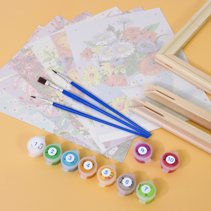6 pieces, flower mini digital painting set, 15x20cm/5.9x7.8 inches, handmade, suitable for family leisure, is the perfect gift for family and friends.