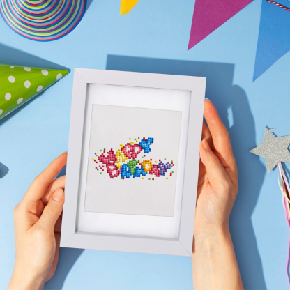 Frameless, mini diamond painting, birthday creative mini diamond painting on the entrance flower house desktop, creative simple pattern diamond painting, 12 pcs, 5.9 X7 inches.