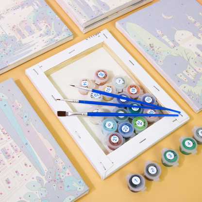 6 pieces, architectural mini digital painting set, 15x20cm/5.9x7.8 inches, handmade, suitable for family leisure, is the perfect gift for family and friends.