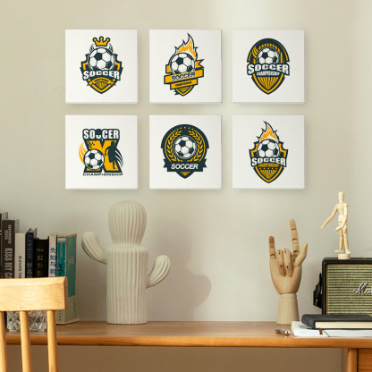 6 pieces, cool football accessory digital mini painted set, 15x15cm/5.9x5.9 inches, handmade for home leisure, perfect gift for family and friends.