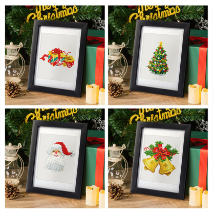 Frameless, mini diamond painting, Christmas creative mini diamond painting on the entrance flower house desktop, creative simple pattern diamond painting, 12 pcs, 5.9 X7 inches.