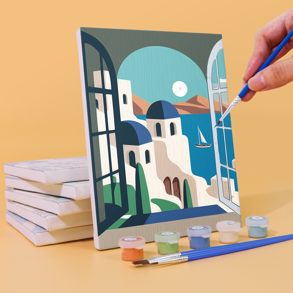 6 pieces, architectural mini digital painting set, 15x20cm/5.9x7.8 inches, handmade, suitable for family leisure, is the perfect gift for family and friends.