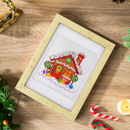 Frameless, mini diamond painting, Christmas creative mini diamond painting on the entrance flower house desktop, creative simple pattern diamond painting, 12 pcs, 5.9 X7 inches.