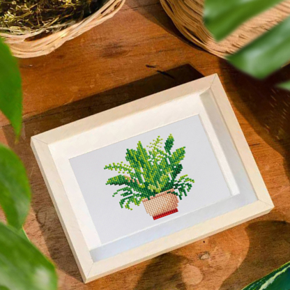 Frameless, mini diamond painting, creative mini diamond painting of green plants on the entrance flower house desktop, creative simple pattern diamond painting, 12 pcs, 5.9 X7 inches.