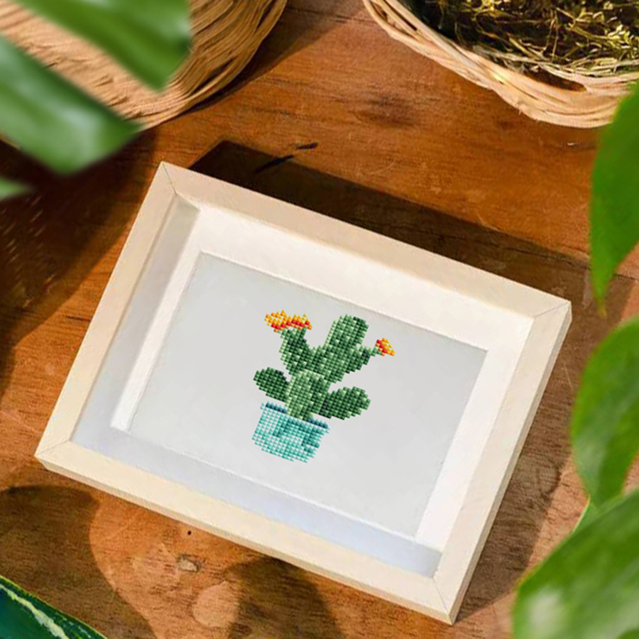 Frameless, mini diamond painting, creative mini diamond painting of green plants on the entrance flower house desktop, creative simple pattern diamond painting, 12 pcs, 5.9 X7 inches.