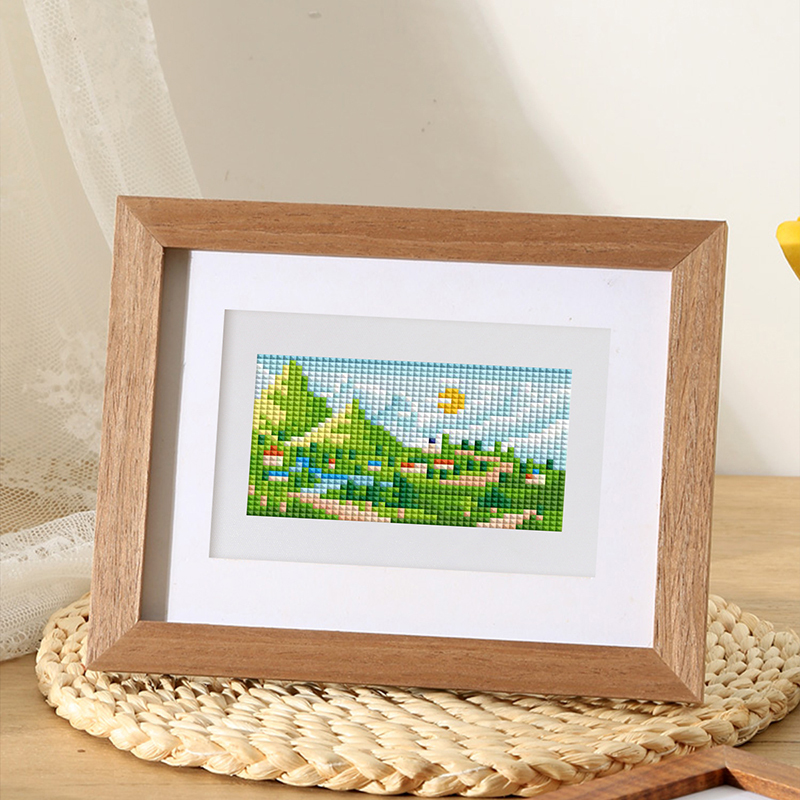 Frameless, mini diamond painting, landscape creative mini diamond painting on the entrance flower house desktop, creative simple pattern diamond painting, 10 pcs, 5.9 X7 inches.