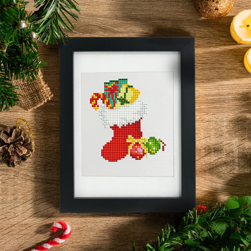 Frameless, mini diamond painting, Christmas creative mini diamond painting on the entrance flower house desktop, creative simple pattern diamond painting, 12 pcs, 5.9 X7 inches.
