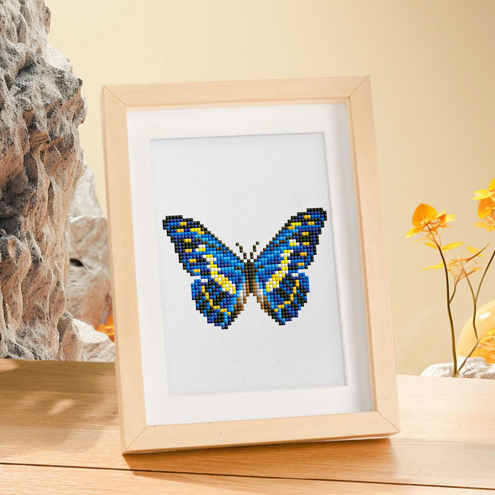 Frameless, mini diamond painting, butterfly creative mini diamond painting on the entrance flower house desktop, creative simple pattern diamond painting, 12pcs, 5.9 X7 inches.