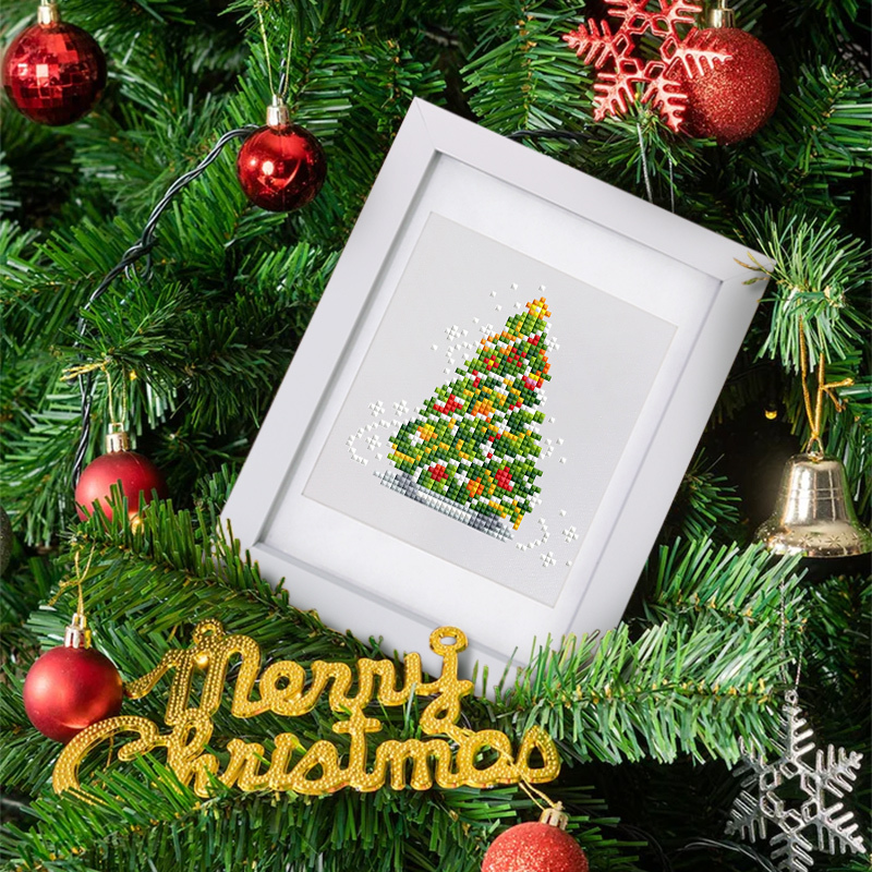 Frameless, mini diamond painting, Christmas creative mini diamond painting on the entrance flower house desktop, creative simple pattern diamond painting, 12 pcs, 5.9 X7 inches.