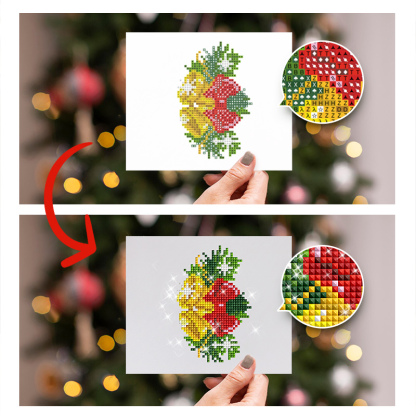 Frameless, mini diamond painting, Christmas creative mini diamond painting on the entrance flower house desktop, creative simple pattern diamond painting, 12 pcs, 5.9 X7 inches.