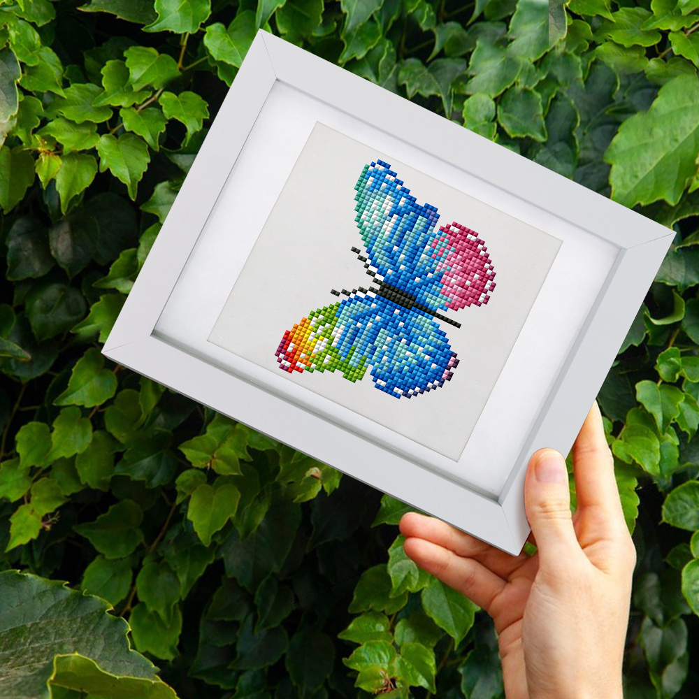 Frameless, mini diamond painting, butterfly creative mini diamond painting on the entrance flower house desktop, creative simple pattern diamond painting, 12pcs, 5.9 X7 inches.