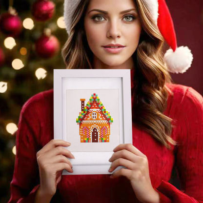 Frameless, mini diamond painting, Christmas creative mini diamond painting on the entrance flower house desktop, creative simple pattern diamond painting, 12 pcs, 5.9 X7 inches.