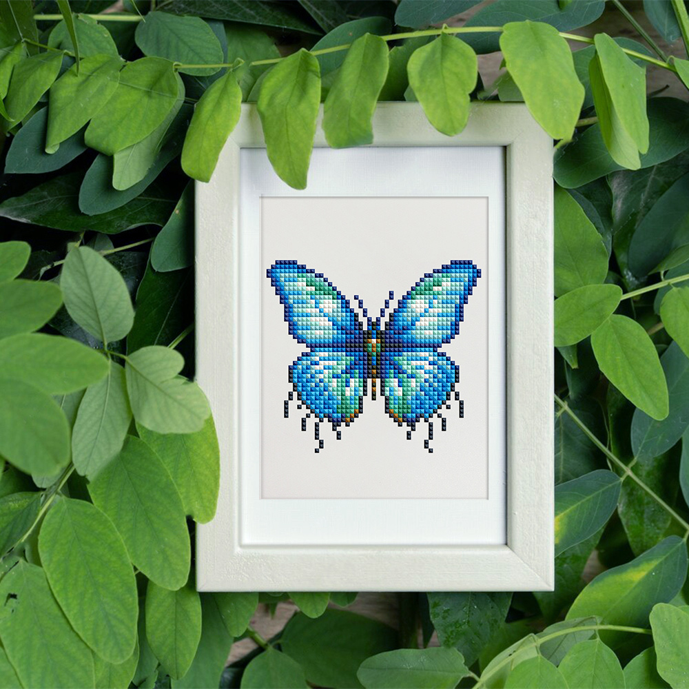 Frameless, mini diamond painting, butterfly creative mini diamond painting on the entrance flower house desktop, creative simple pattern diamond painting, 12pcs, 5.9 X7 inches.