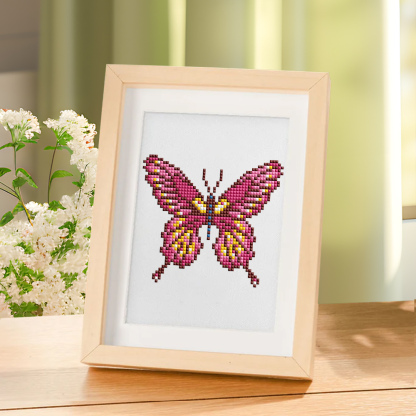 Frameless, mini diamond painting, butterfly creative mini diamond painting on the entrance flower house desktop, creative simple pattern diamond painting, 12pcs, 5.9 X7 inches.