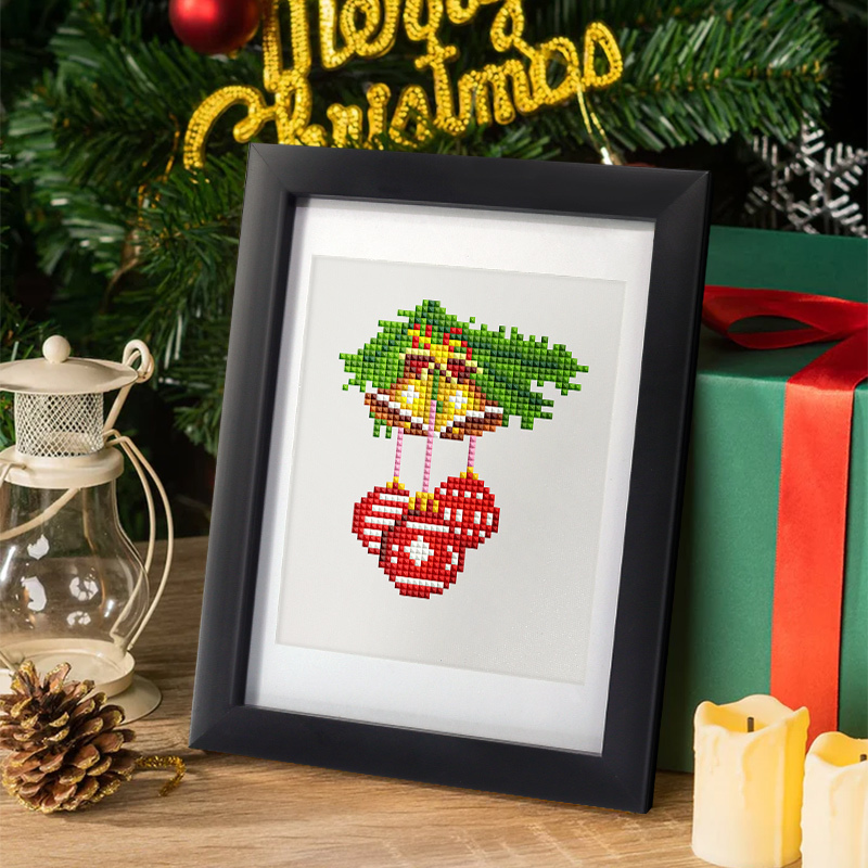Frameless, mini diamond painting, Christmas creative mini diamond painting on the entrance flower house desktop, creative simple pattern diamond painting, 12 pcs, 5.9 X7 inches.