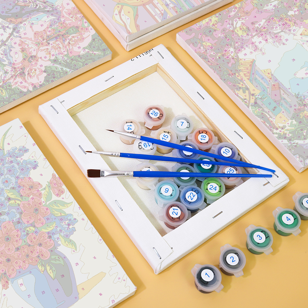 6 pieces, flower mini digital painting set, 15x20cm/5.9x7.8 inches, handmade, suitable for family leisure, is the perfect gift for family and friends.