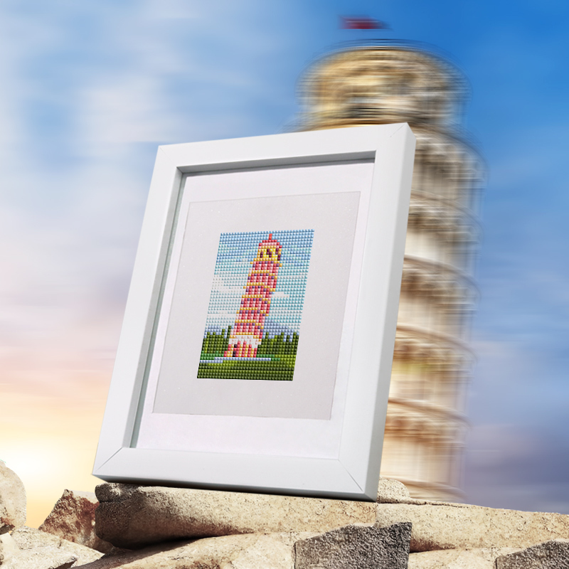 Frameless, mini diamond painting, architectural creative mini diamond painting on the entrance flower house desktop, creative simple pattern diamond painting, 10 pcs, 5.9 X7 inches.