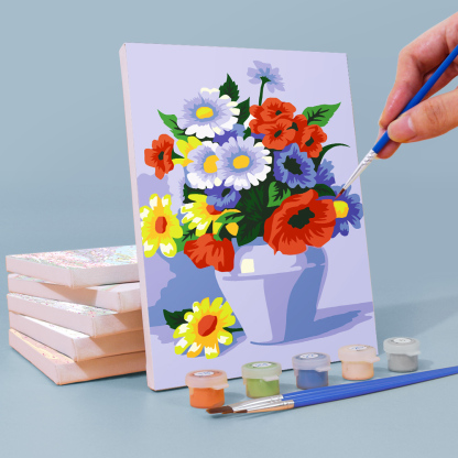 6 pieces, flower mini digital painting set, 15x20cm/5.9x7.8 inches, handmade, suitable for family leisure, is the perfect gift for family and friends.