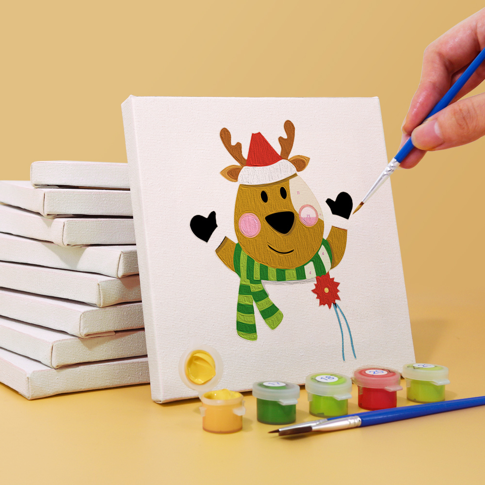 9 pieces, Christmas desktop accessories digital mini painting set, 15x15cm/5.9x5.9 inches, handmade for family leisure, perfect gift for friends and family.