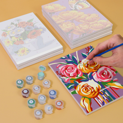 6 pieces, flower mini digital painting set, 15x20cm/5.9x7.8 inches, handmade, suitable for family leisure, is the perfect gift for family and friends.