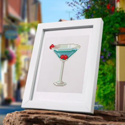 Frameless, mini diamond painting, creative mini diamond painting of summer drinks on the entrance flower house table, creative simple pattern diamond painting, 12 pcs, 5.9 X7 inches.