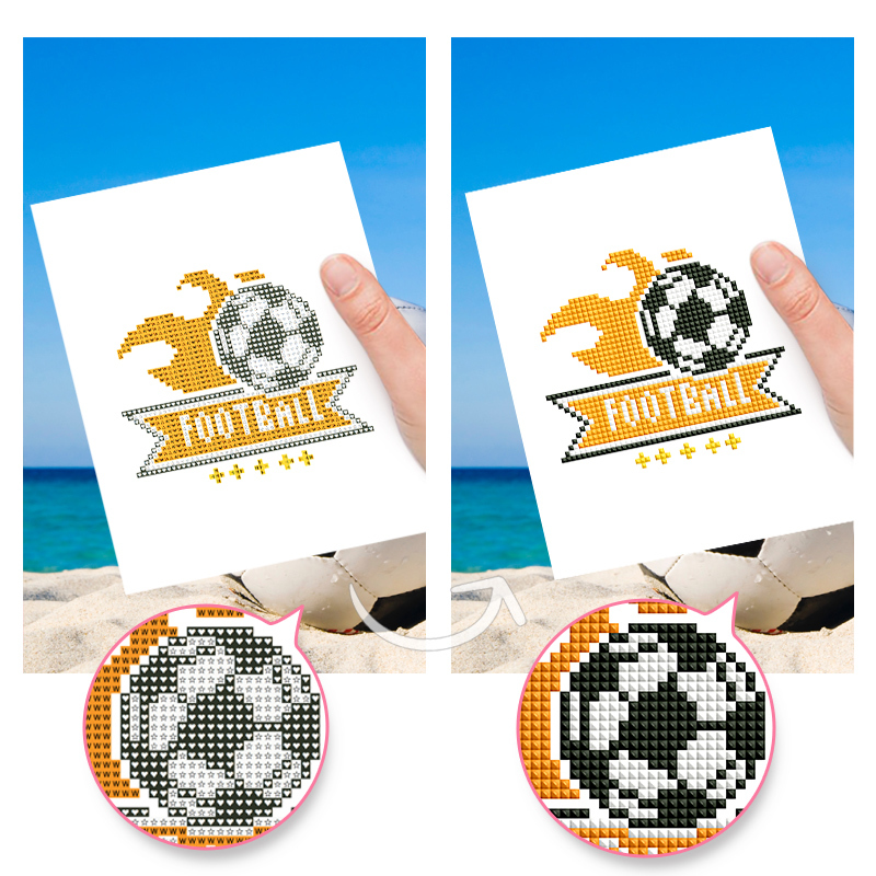 Frameless, mini diamond painting, football creative mini diamond painting on the entrance flower house desktop, creative simple pattern diamond painting, 12 pcs, 5.9 X7 inches.