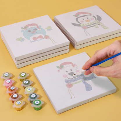 9 pieces, Christmas desktop accessories digital mini painting set, 15x15cm/5.9x5.9 inches, handmade for family leisure, perfect gift for friends and family.