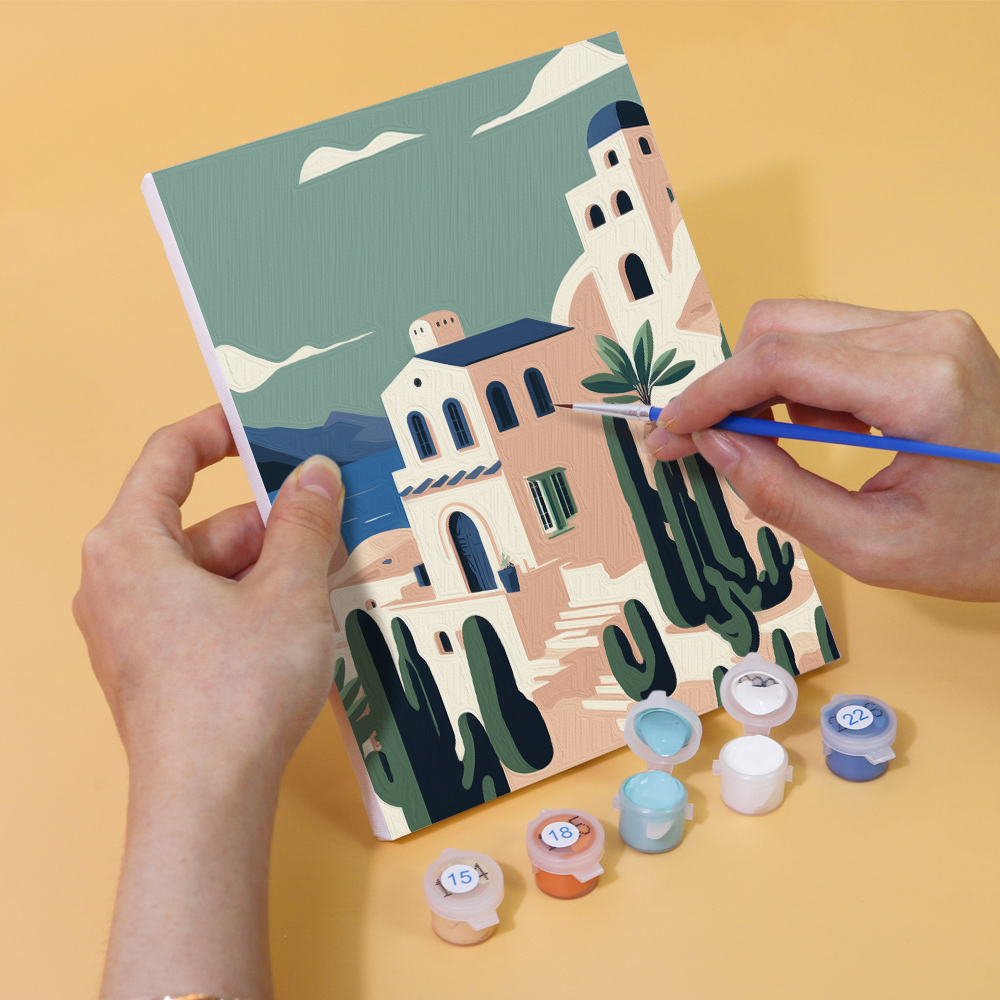 6 pieces, architectural mini digital painting set, 15x20cm/5.9x7.8 inches, handmade, suitable for family leisure, is the perfect gift for family and friends.