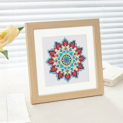 Frameless, mini diamond painting, Mandala creative mini diamond painting on the entrance flower house desktop, creative simple pattern diamond painting, 12pcs, 5.9 X5.9 inches.