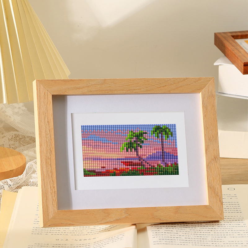 Frameless, mini diamond painting, landscape creative mini diamond painting on the entrance flower house desktop, creative simple pattern diamond painting, 10 pcs, 5.9 X7 inches.