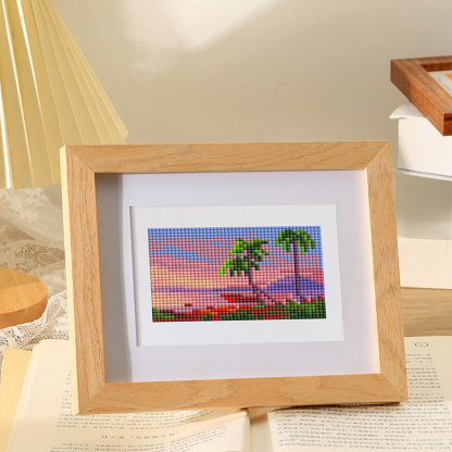 Frameless, mini diamond painting, landscape creative mini diamond painting on the entrance flower house desktop, creative simple pattern diamond painting, 10 pcs, 5.9 X7 inches.