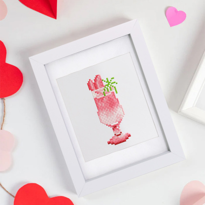 Frameless, mini diamond painting, creative mini diamond painting of summer drinks on the entrance flower house table, creative simple pattern diamond painting, 12 pcs, 5.9 X7 inches.