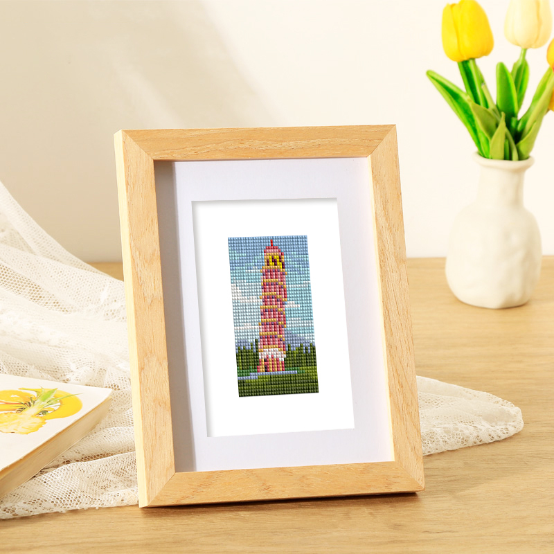 Frameless, mini diamond painting, architectural creative mini diamond painting on the entrance flower house desktop, creative simple pattern diamond painting, 10 pcs, 5.9 X7 inches.