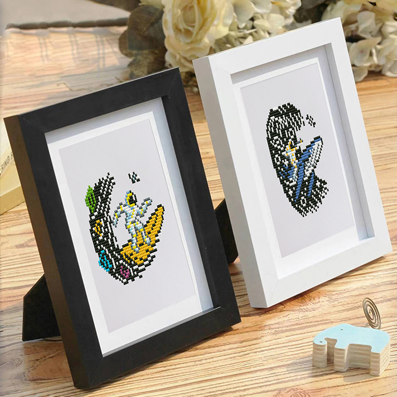 Frameless, mini diamond painting, space creative mini diamond painting on the entrance flower house desktop, creative simple pattern diamond painting, 12 pcs, 5.9 X7 inches.