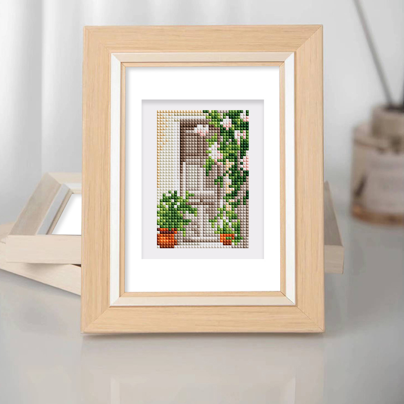 Frameless, mini diamond painting, creative mini diamond painting on the entrance flower house desktop, creative simple pattern diamond painting, 12 pcs, 5.9 X7 inches.