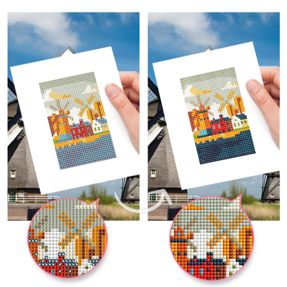 Frameless, mini diamond painting, architectural creative mini diamond painting on the entrance flower house desktop, creative simple pattern diamond painting, 10 pcs, 5.9 X7 inches.