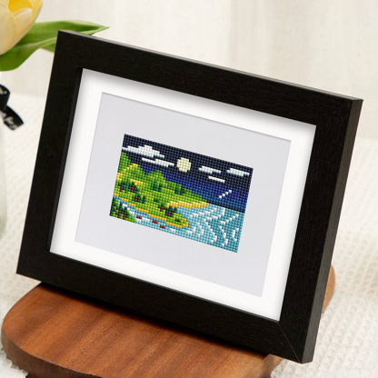 Frameless, mini diamond painting, landscape creative mini diamond painting on the entrance flower house desktop, creative simple pattern diamond painting, 10 pcs, 5.9 X7 inches.