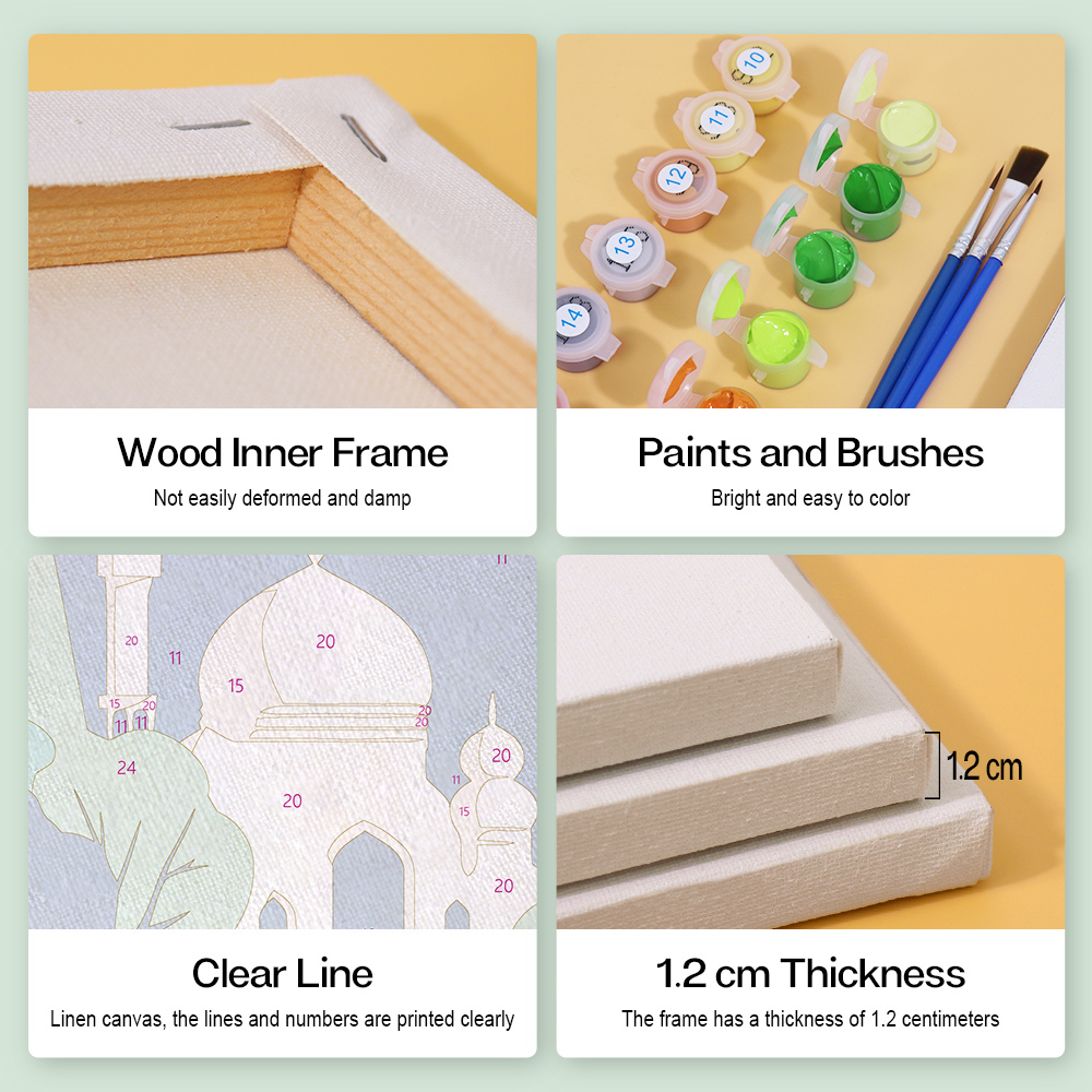 6 pieces, architectural mini digital painting set, 15x20cm/5.9x7.8 inches, handmade, suitable for family leisure, is the perfect gift for family and friends.