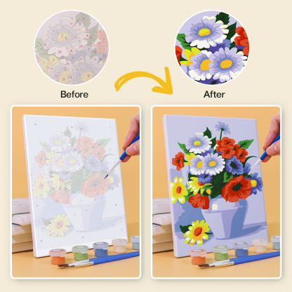 6 pieces, flower mini digital painting set, 15x20cm/5.9x7.8 inches, handmade, suitable for family leisure, is the perfect gift for family and friends.