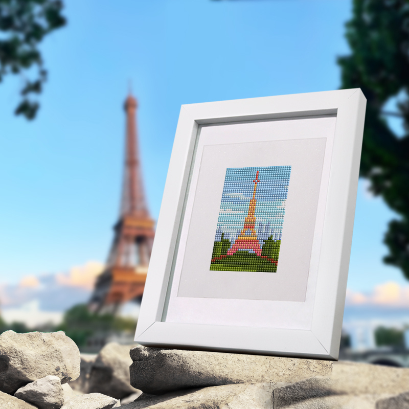 Frameless, mini diamond painting, architectural creative mini diamond painting on the entrance flower house desktop, creative simple pattern diamond painting, 10 pcs, 5.9 X7 inches.