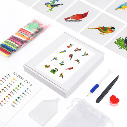 Frameless, mini diamond painting, bird creative mini diamond painting on the entrance flower house desktop, creative simple pattern diamond painting, 12 pcs, 5.9 X7 inches.