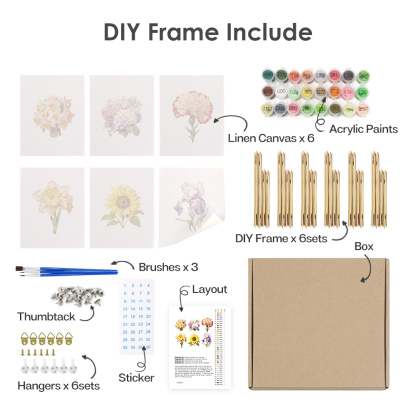 6 pieces, flower mini digital painting set, 15x20cm/5.9x7.8 inches, handmade, suitable for family leisure, is the perfect gift for family and friends.