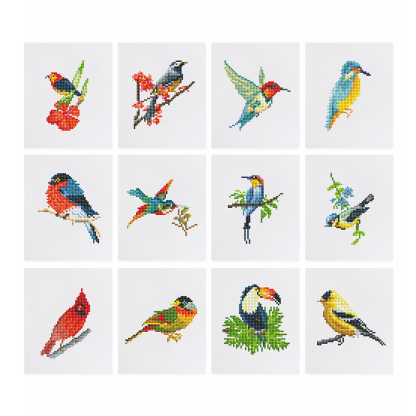 Frameless, mini diamond painting, bird creative mini diamond painting on the entrance flower house desktop, creative simple pattern diamond painting, 12 pcs, 5.9 X7 inches.