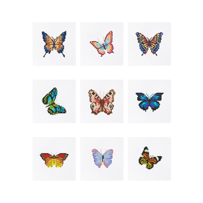 Frameless, mini diamond painting, butterfly creative mini diamond painting on the entrance flower house desktop, creative simple pattern diamond painting, 9 pcs, 5.9 X5.9 inches.