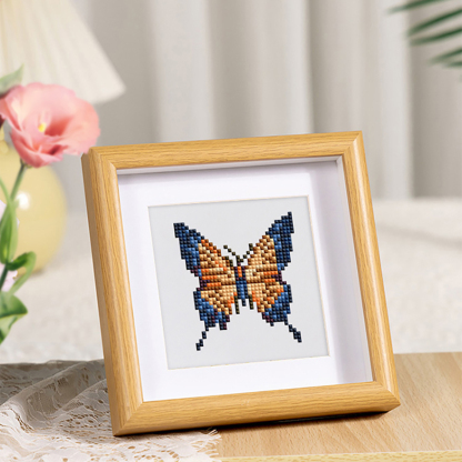 Frameless, mini diamond painting, butterfly creative mini diamond painting on the entrance flower house desktop, creative simple pattern diamond painting, 9 pcs, 5.9 X5.9 inches.