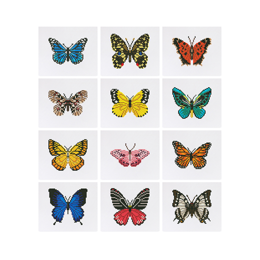 Frameless, mini diamond painting, butterfly creative mini diamond painting on the entrance flower house desktop, creative simple pattern diamond painting, 12pcs, 7 X5.9 inches.