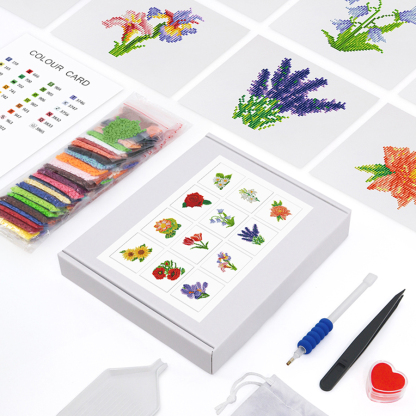 Frameless, mini diamond painting, flower creative mini diamond painting on the entrance flower house desktop, creative simple pattern diamond painting, 12 pcs, 5.9 X7 inches.