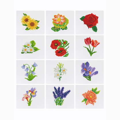 Frameless, mini diamond painting, flower creative mini diamond painting on the entrance flower house desktop, creative simple pattern diamond painting, 12 pcs, 5.9 X7 inches.