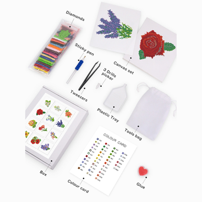 Frameless, mini diamond painting, flower creative mini diamond painting on the entrance flower house desktop, creative simple pattern diamond painting, 12 pcs, 5.9 X7 inches.