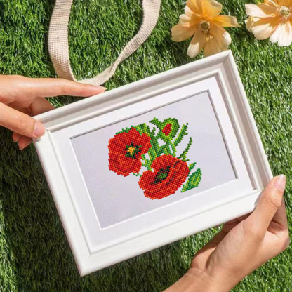 Frameless, mini diamond painting, flower creative mini diamond painting on the entrance flower house desktop, creative simple pattern diamond painting, 12 pcs, 5.9 X7 inches.